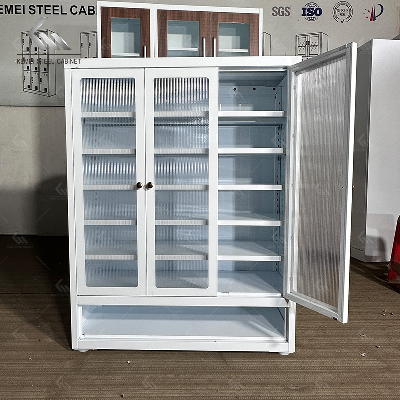 3-Door White Shoe Cabinet – 7 Tier Metal Storage Cupboard With Glass