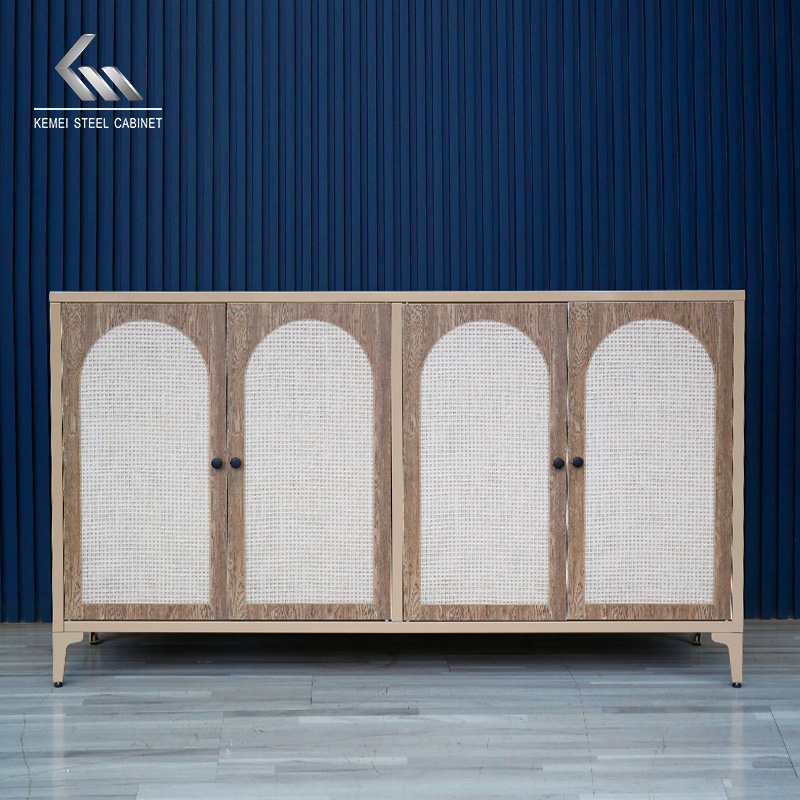  Boho Style Steel Storage Cabinet-Sideboard Buffet Cabinet