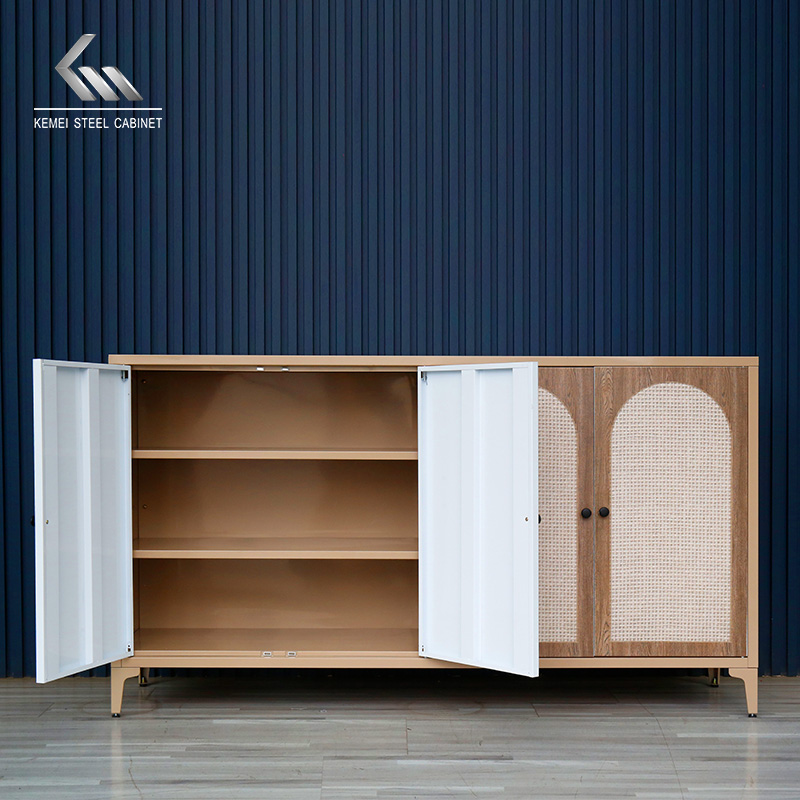  Boho Style Steel Storage Cabinet-Sideboard Buffet Cabinet