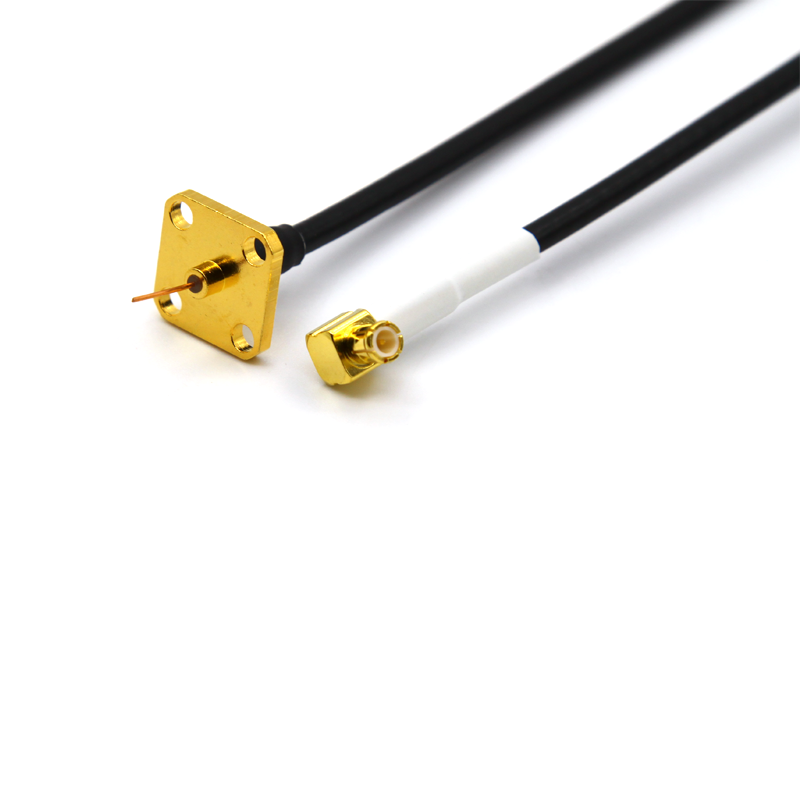 MCX公头弯式连接器-法兰盘线座接LMR100/KSR100电缆组件