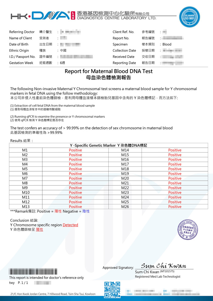 Y-DNA检测报告单