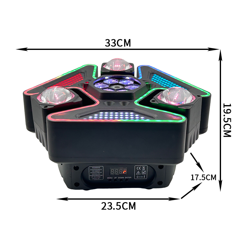 Triple-Head Ultra-Colorful Bee-Eye Design with LED Strip
