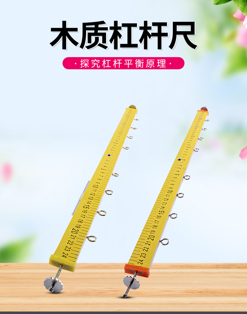 木制质杠杆尺,直尺金属挂钩中小学物理力学教学实验器材50cm力平衡原理