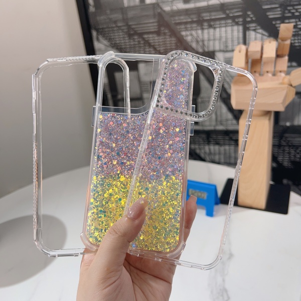 360 Shockproof Sparkle Glitter Case for iPhone 16 Pro 15 14 Pro Max 3 in 1 Protective Cover