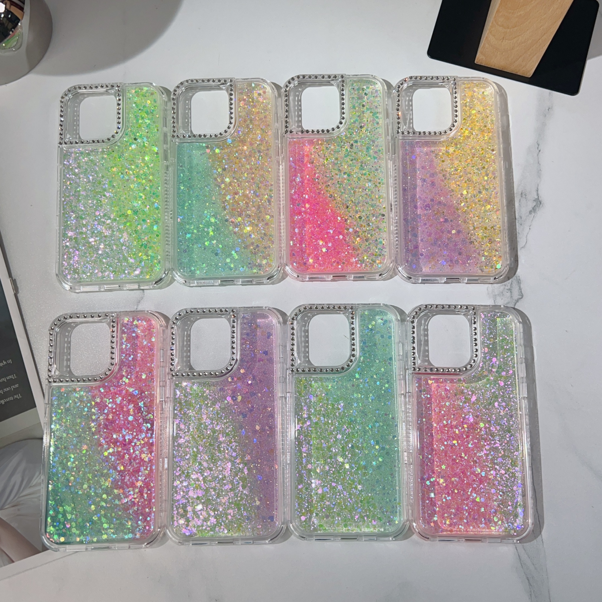 360 Shockproof Sparkle Glitter Case for iPhone 16 Pro 15 14 Pro Max 3 in 1 Protective Cover