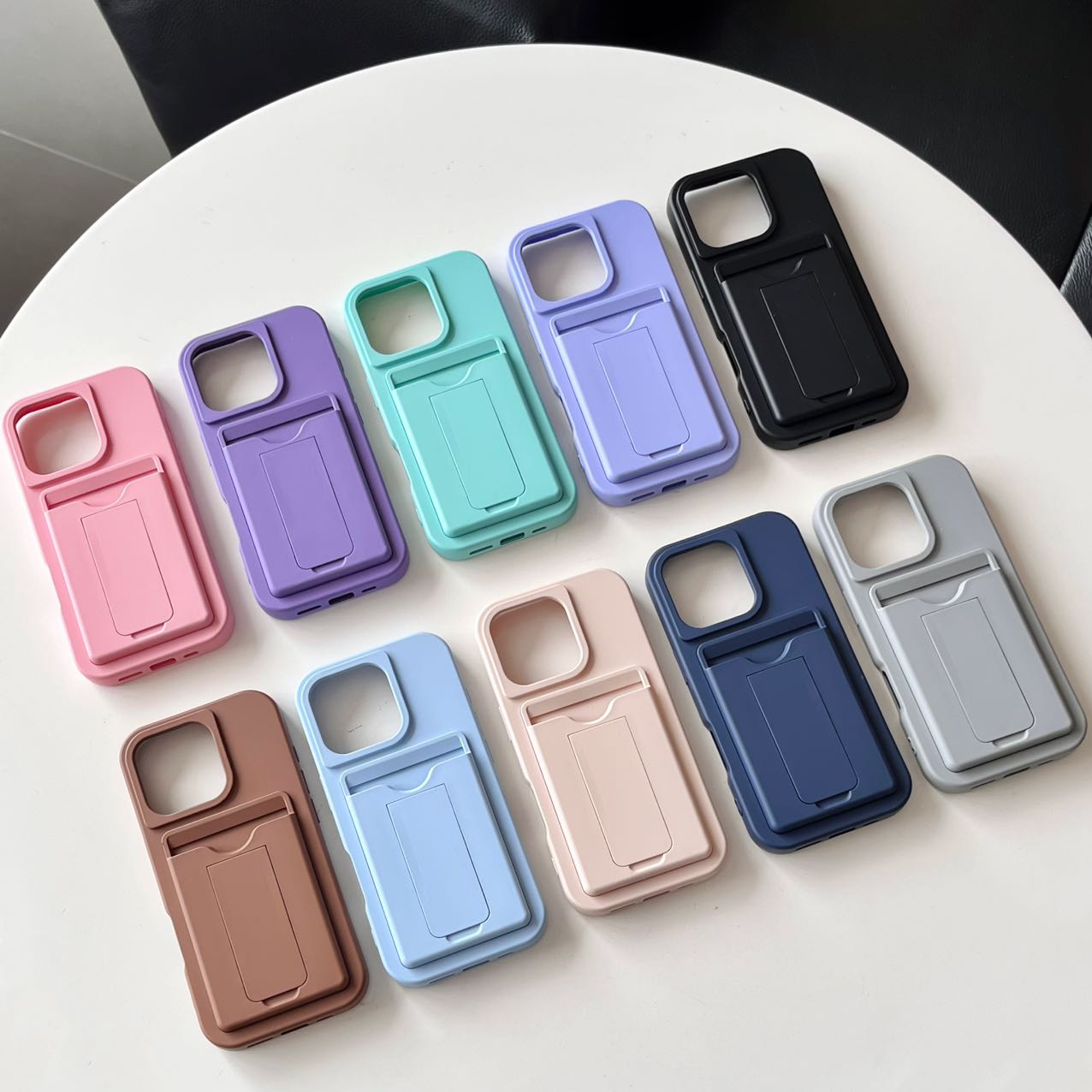 Card slot silicone phone case for iphone 16 15 14 13 12 back cover with kickstand