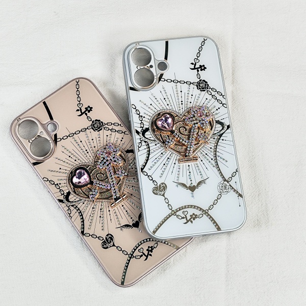 Luxury design phone case for iphone 16 15 14 13 12 11 back cover with metal ring love heart kickstand