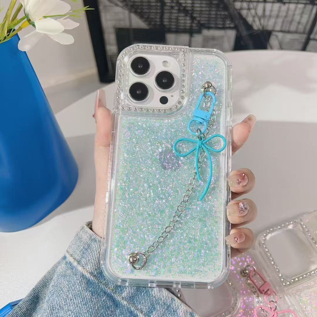 hand strap clear glitter phone case for iphone 16 15 14 13 12 