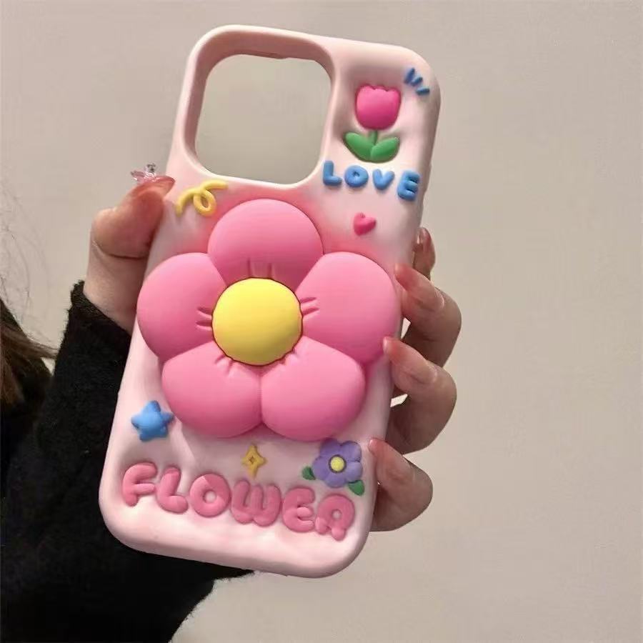 Cute 3D flower phone case for iPhone 16 15 14 13 12 11