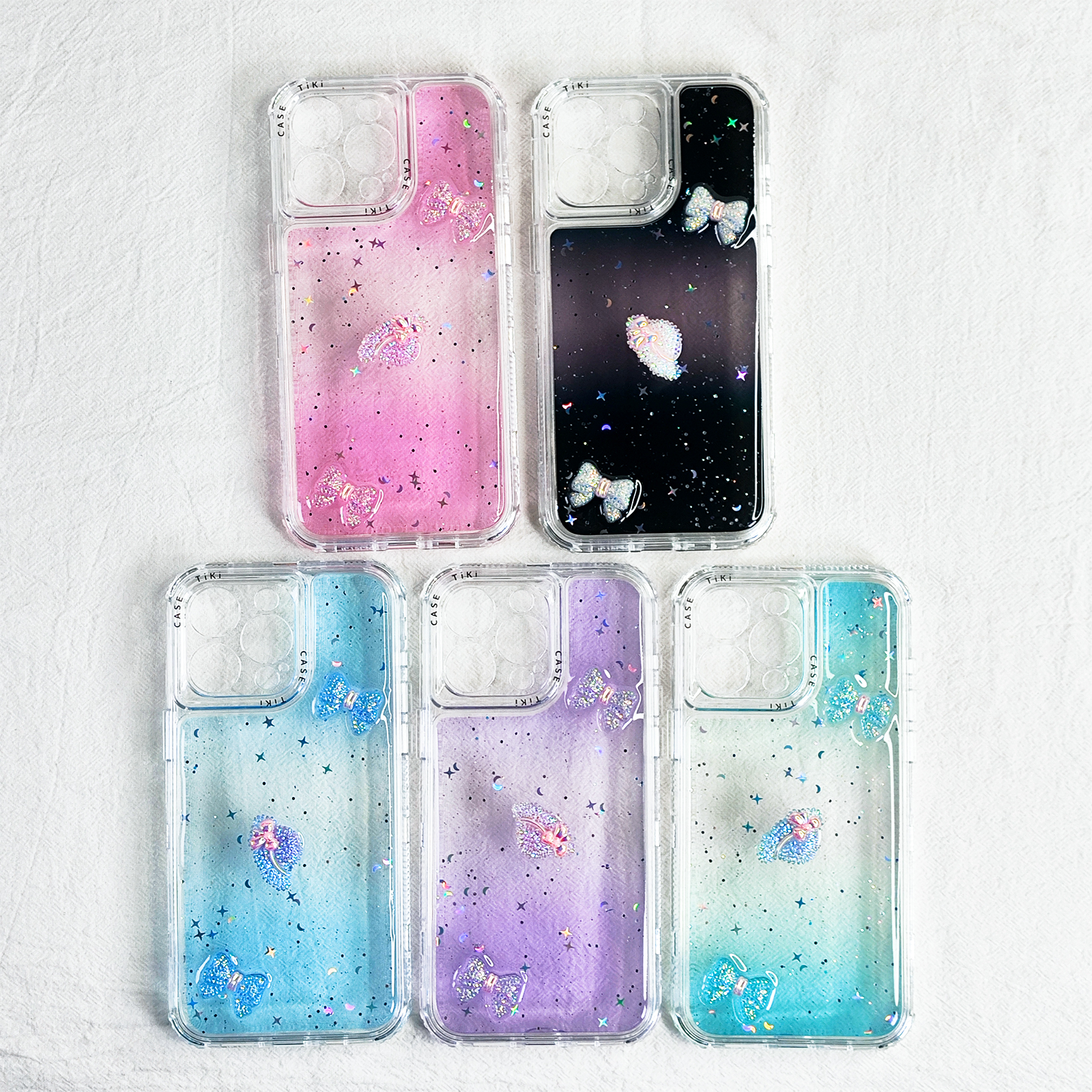 Sparkling butterfly phone case for iphone 16 15 14 13 12 11 Transparent Cover 
