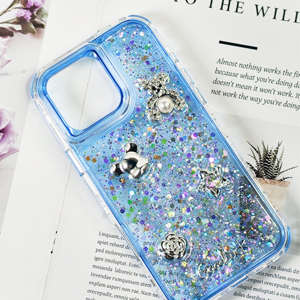 Dripping glue glitter  phone case for iPhone 16 15 14 13 12 11 cute bear mobile cover