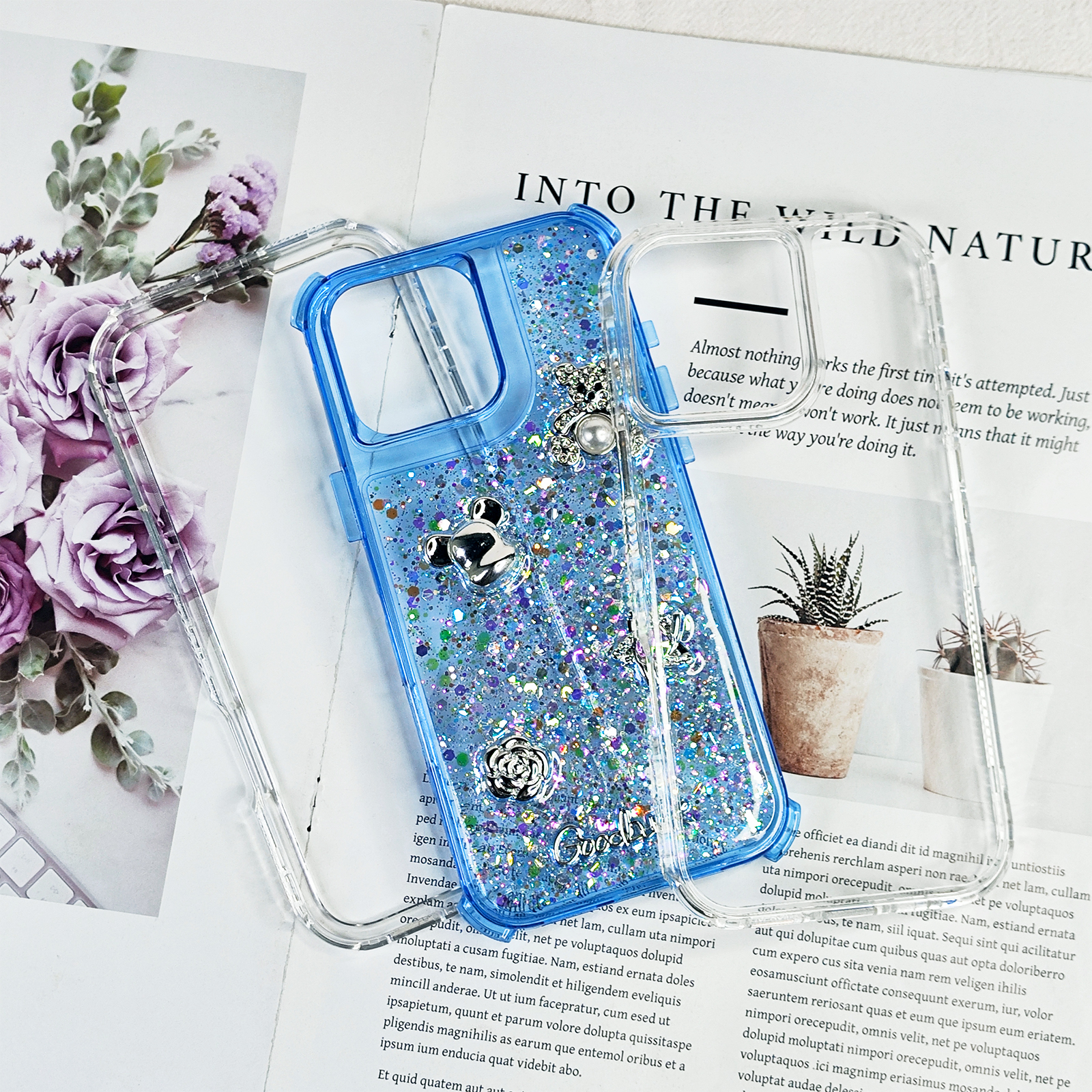 Dripping glue glitter  phone case for iPhone 16 15 14 13 12 11 cute bear mobile cover