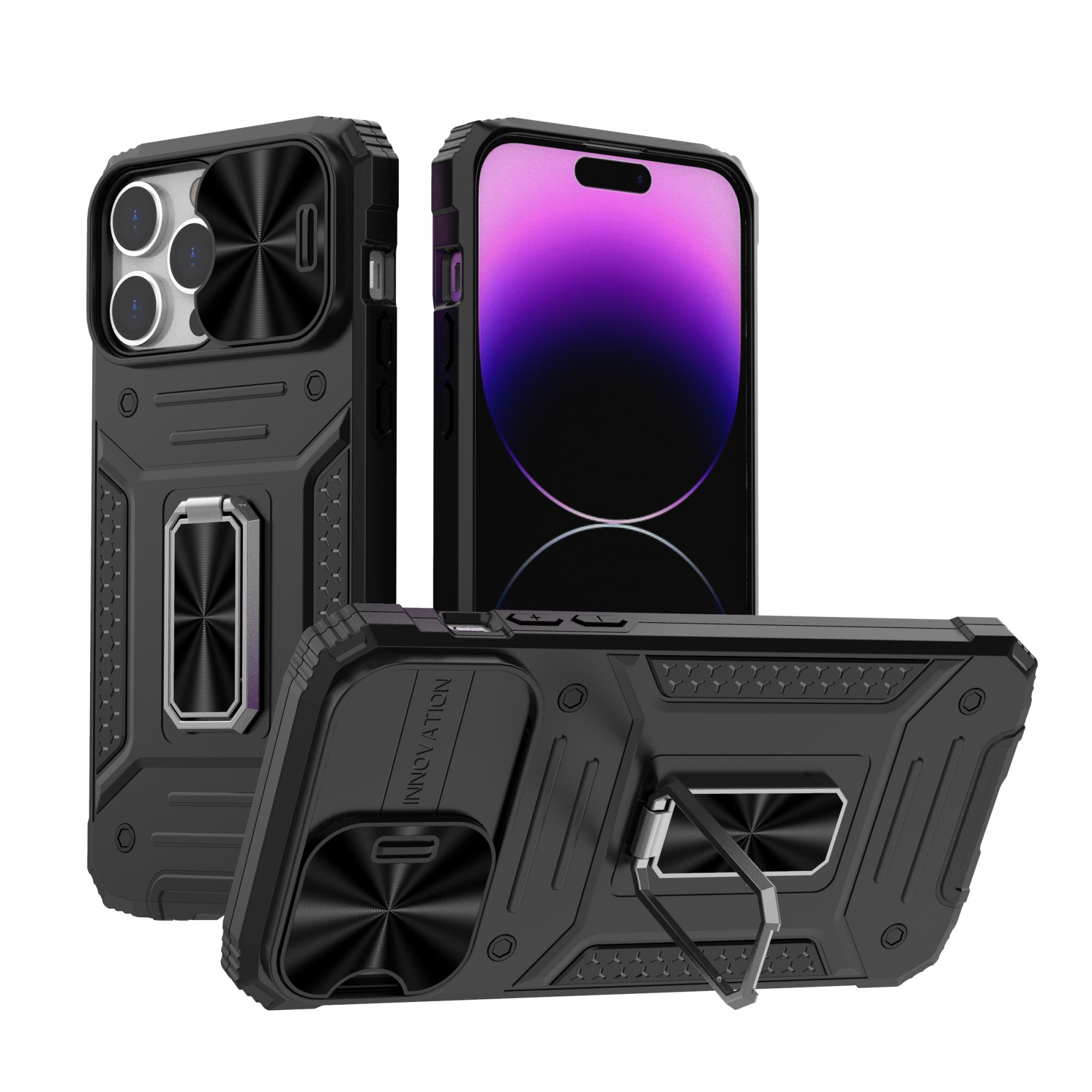 Shockproof Ring Stand Phone Case for iPhone 17 16 15 14 13 12 11 Cell Phone Cover