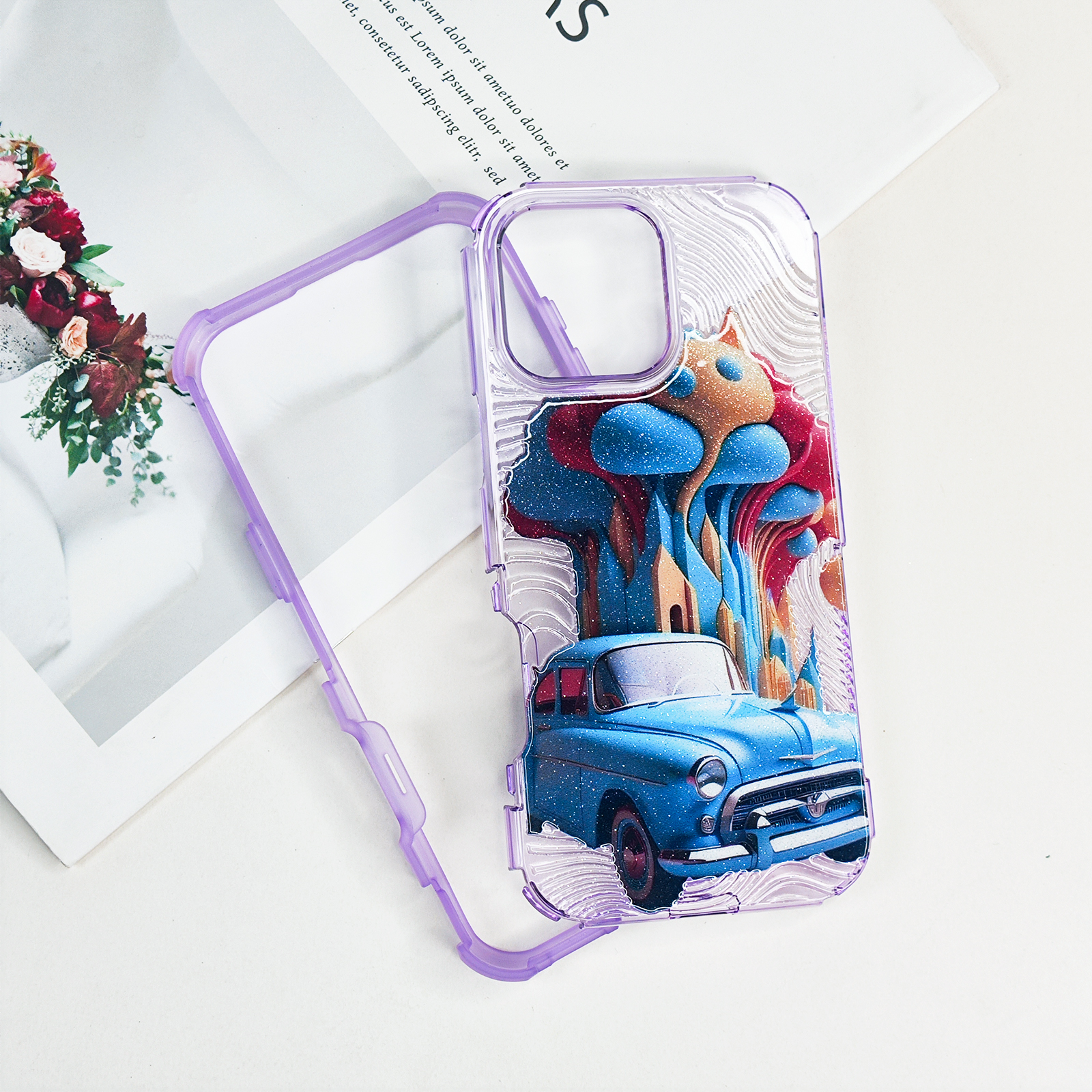 Cool Purple Transparent Case for iphone 16 15 14 13 12 Customized Pattern Cover