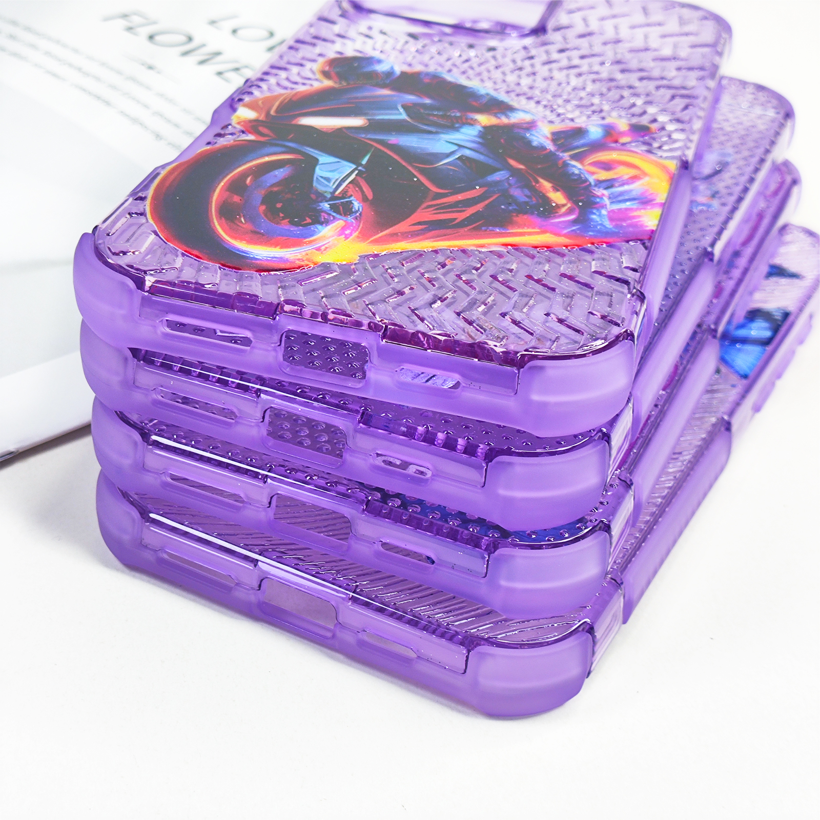 Cool Purple Transparent Case for iphone 16 15 14 13 12 Customized Pattern Cover