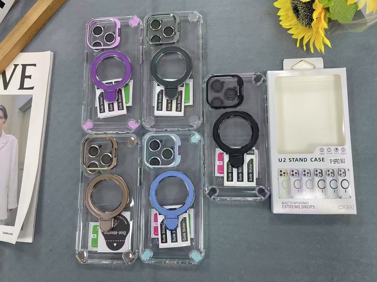 clear magnetic phone cases for iphone 16 15 14 13 12 11 kickstand phone cover