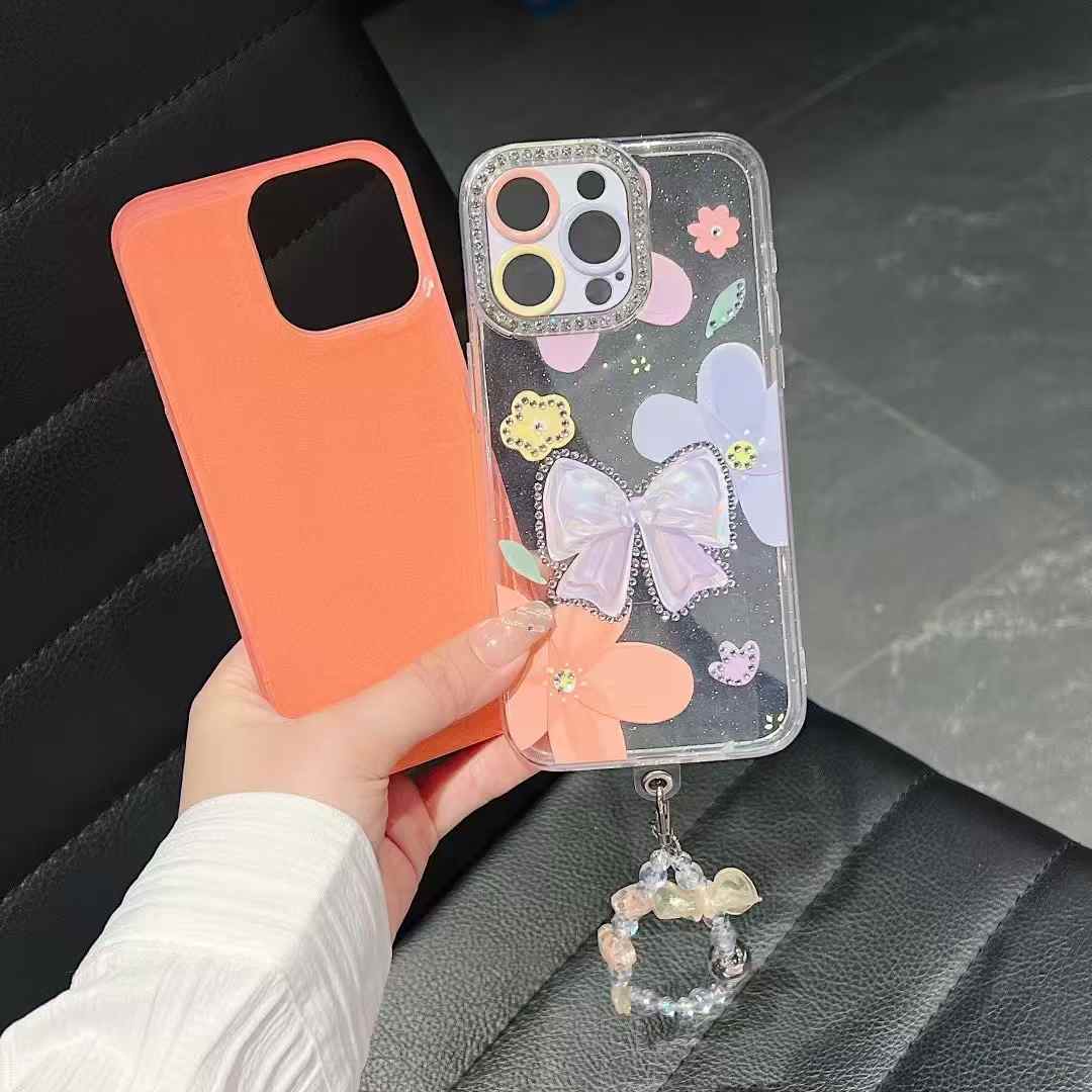 Butterfly lanyard phone cases for iphone 16 15 14 13 12 11 girly phone cover