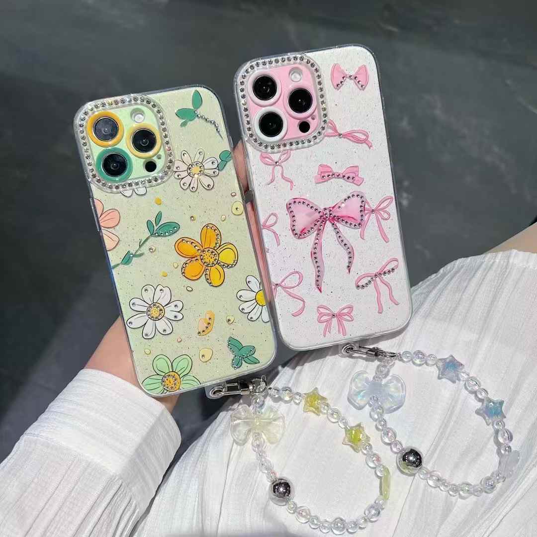 Butterfly lanyard phone cases for iphone 16 15 14 13 12 11 girly phone cover
