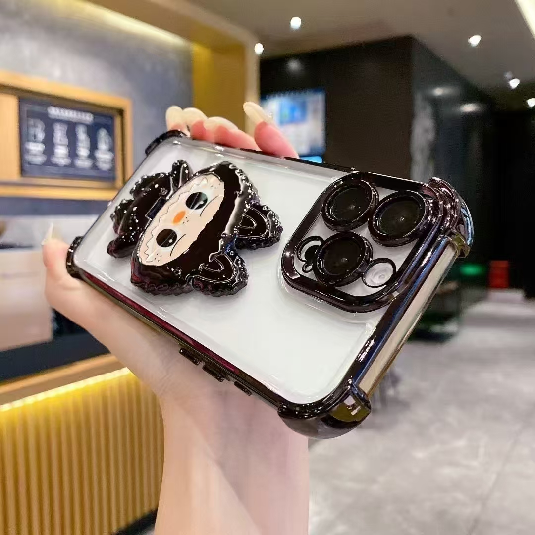 Cute cartoon kickstand phone cover for iphone 16 15 14 13 12 11 shockproof clear case
