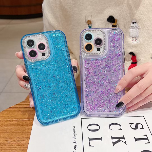 Glittery Gradient Phone Cases for iPhone 16 15 14 13 12 11 Clear Cover Accessories
