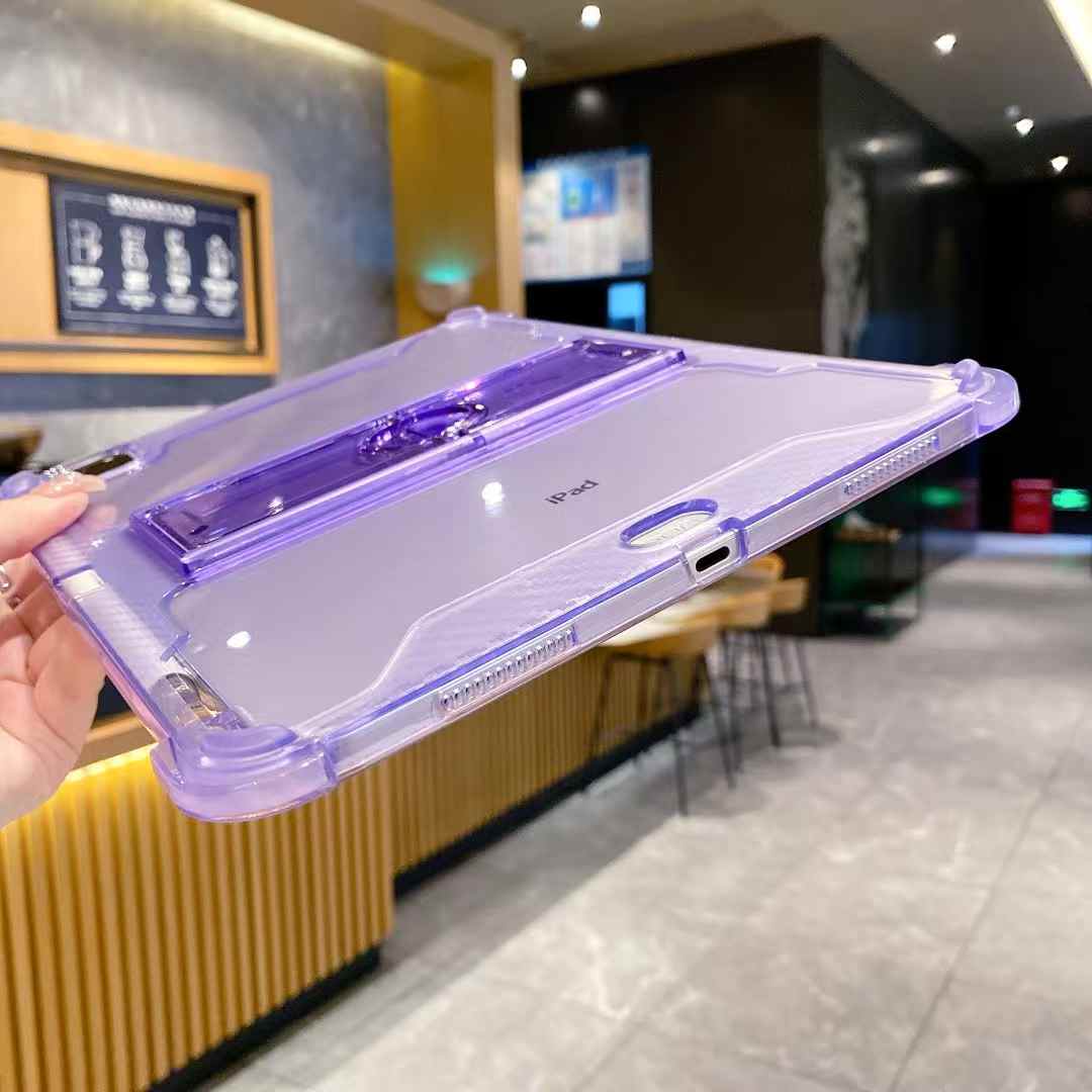 Wholesale shockproof translucent cases for iPad back cover with kickstand