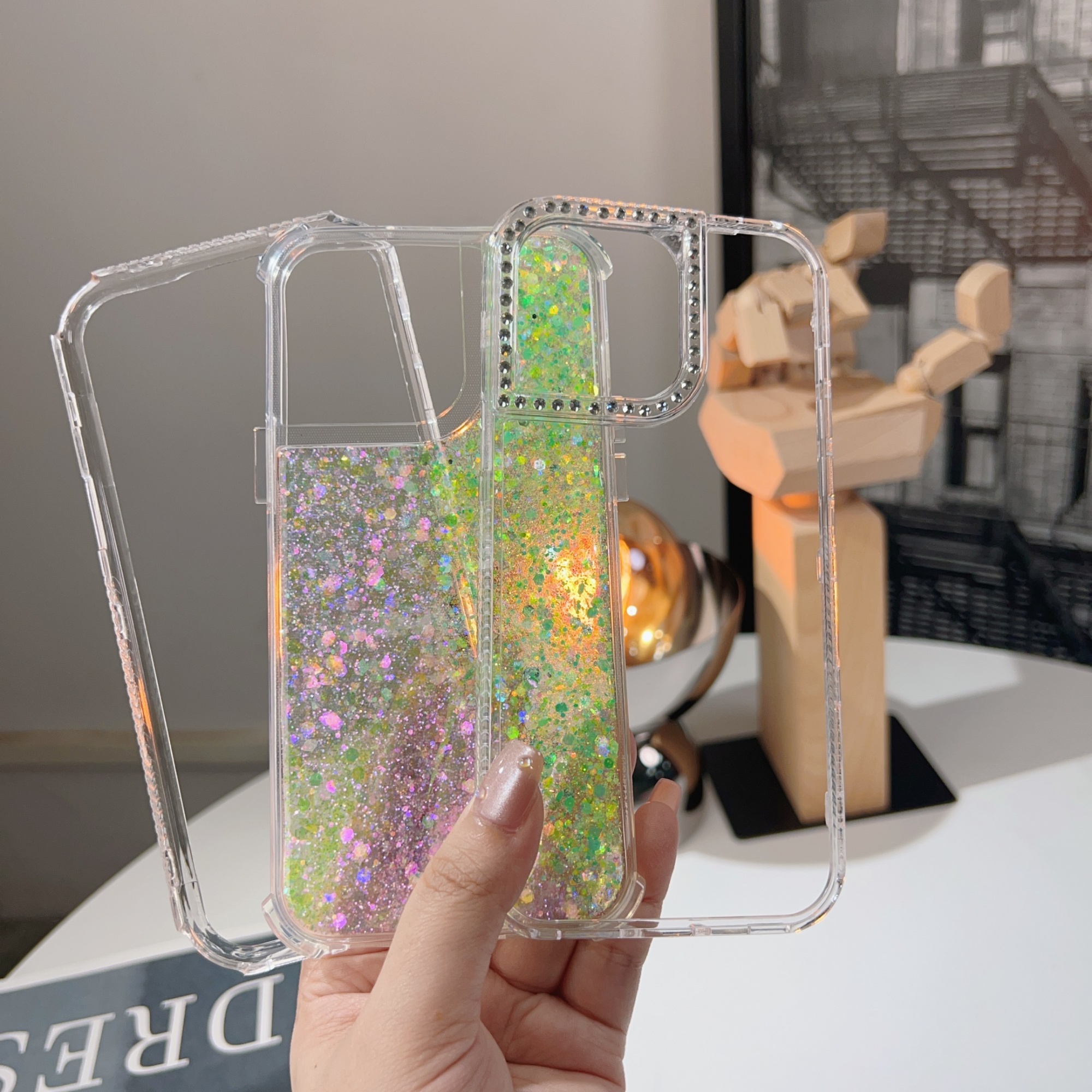 360 Shockproof Sparkle Glitter Case for iPhone 16 Pro 15 14 Pro Max 3 in 1 Protective Cover