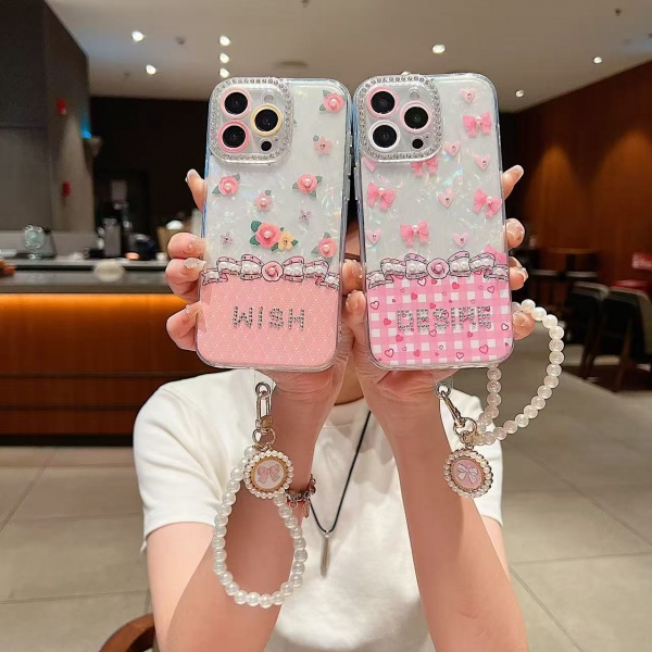 Wholesale girly lanyard case for iphone 16 15 14 13 12 bracelt phone cover