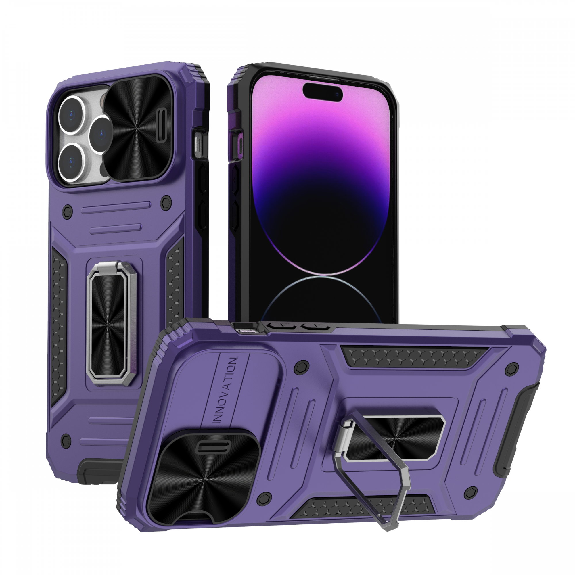 Shockproof Ring Stand Phone Case for iPhone 17 16 15 14 13 12 11 Cell Phone Cover