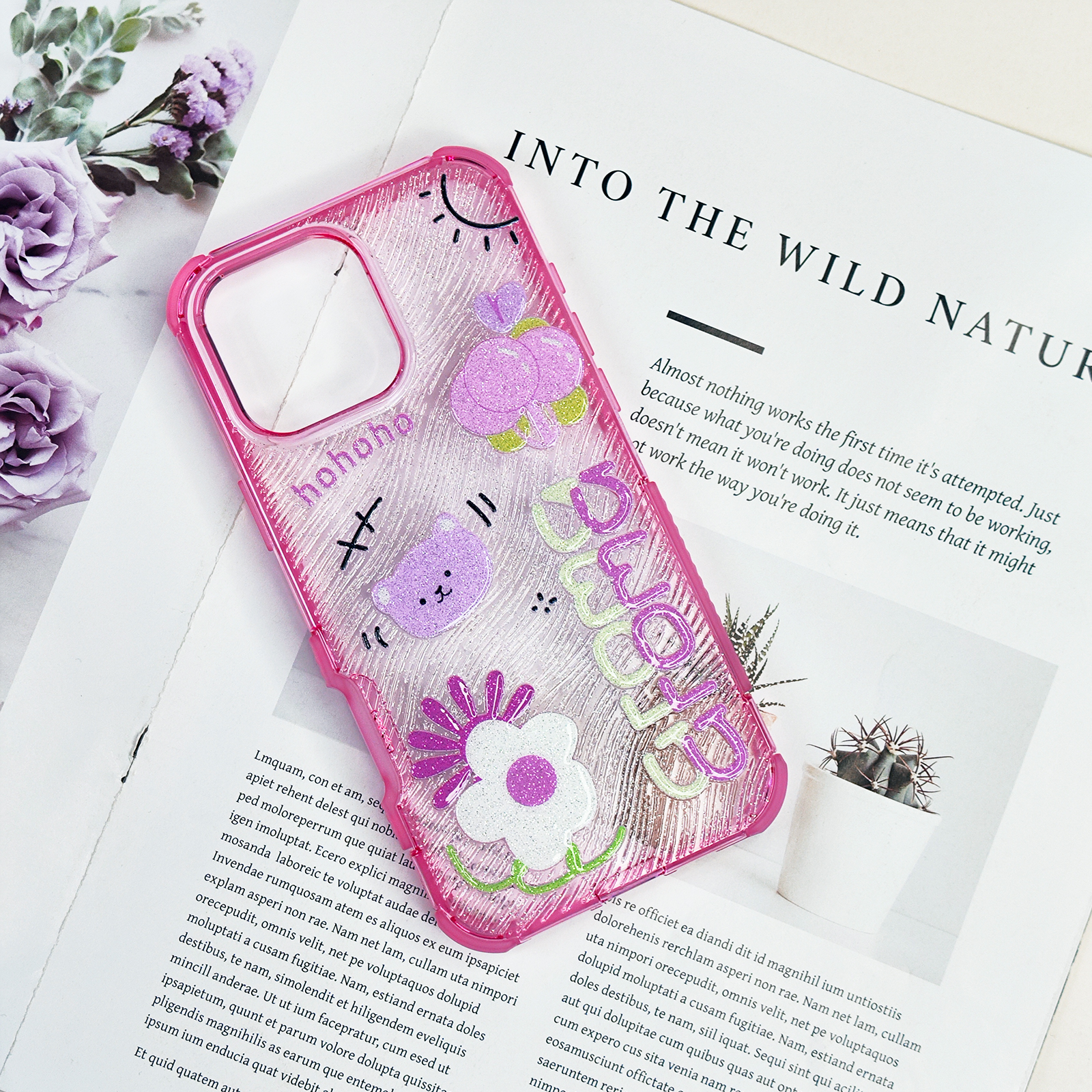 Customized flower cartoon pattern phone cases for iphone 16 15 14 13 12 11 tpu pc back cover