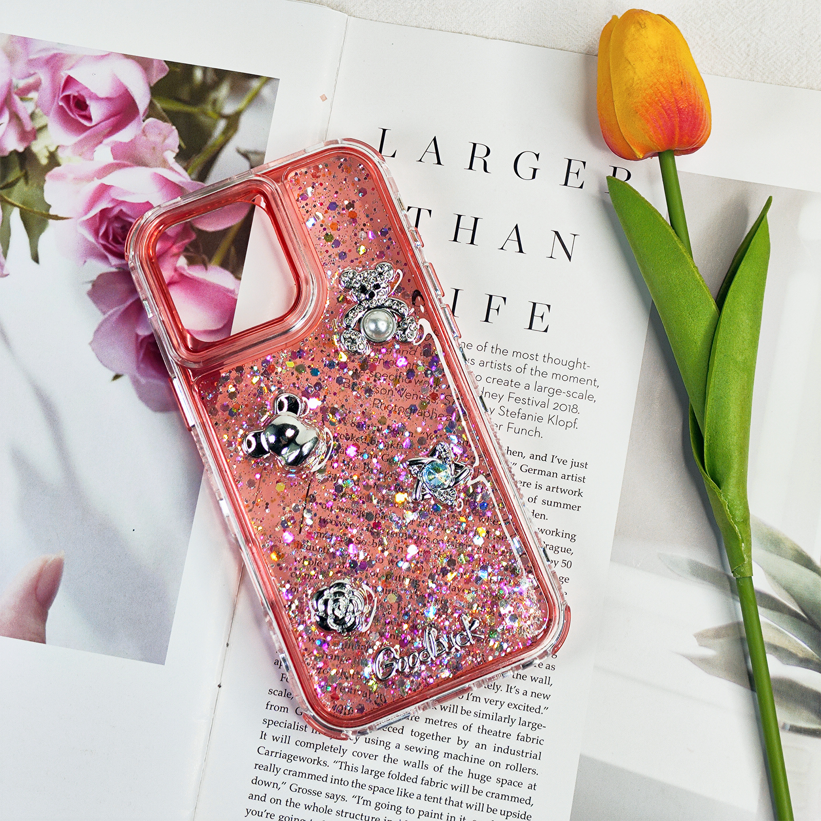 Dripping glue glitter  phone case for iPhone 16 15 14 13 12 11 cute bear mobile cover