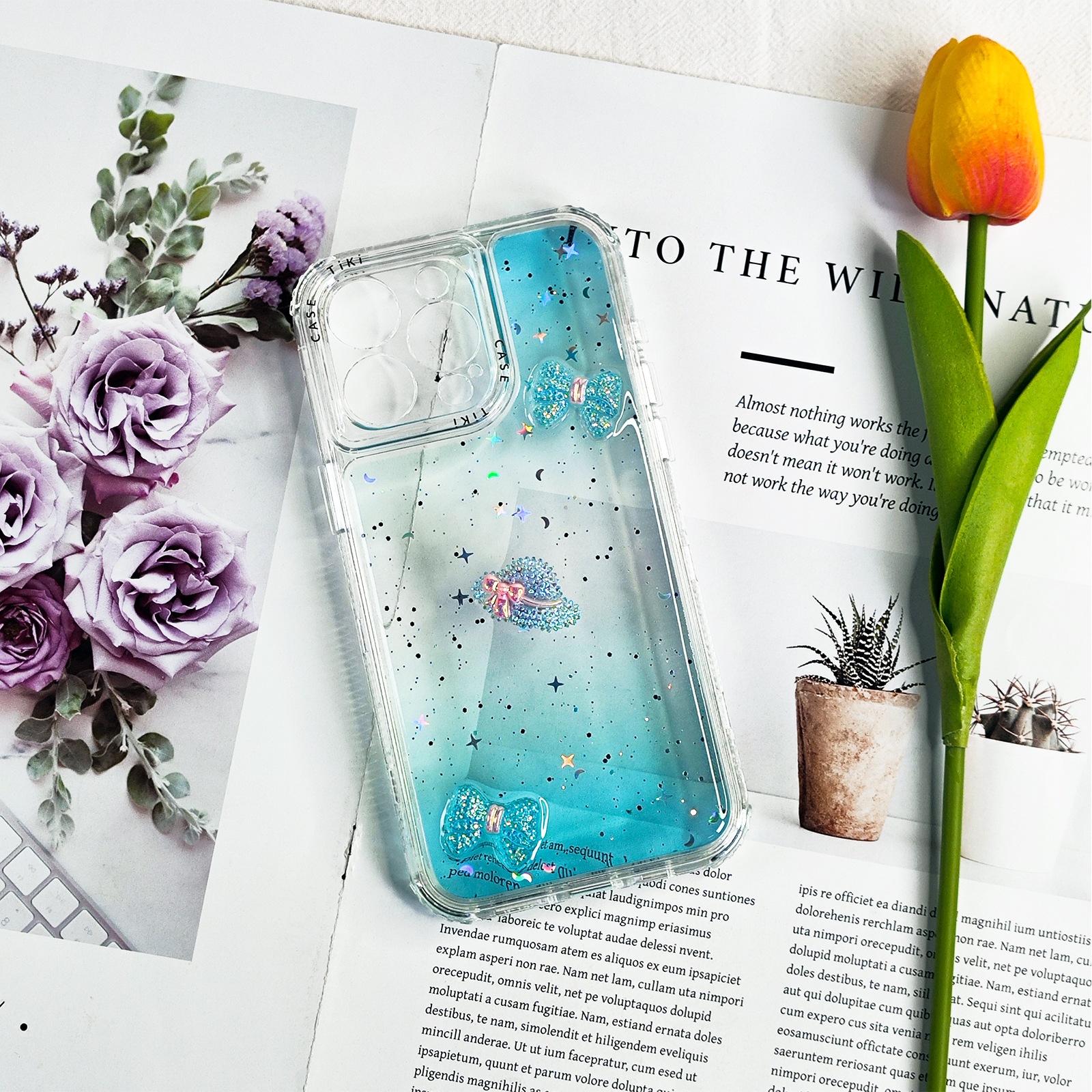 Sparkling butterfly phone case for iphone 16 15 14 13 12 11 Transparent Cover 