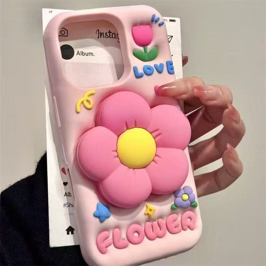 Cute 3D flower phone case for iPhone 16 15 14 13 12 11
