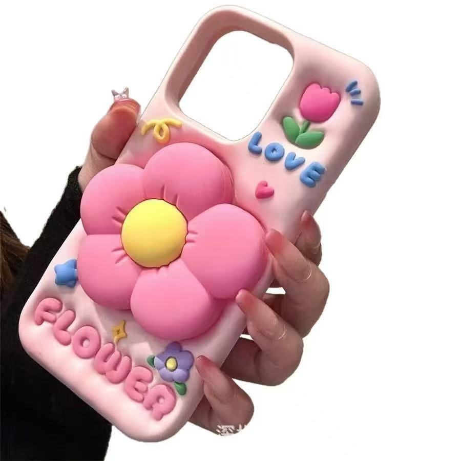 Cute 3D flower phone case for iPhone 16 15 14 13 12 11