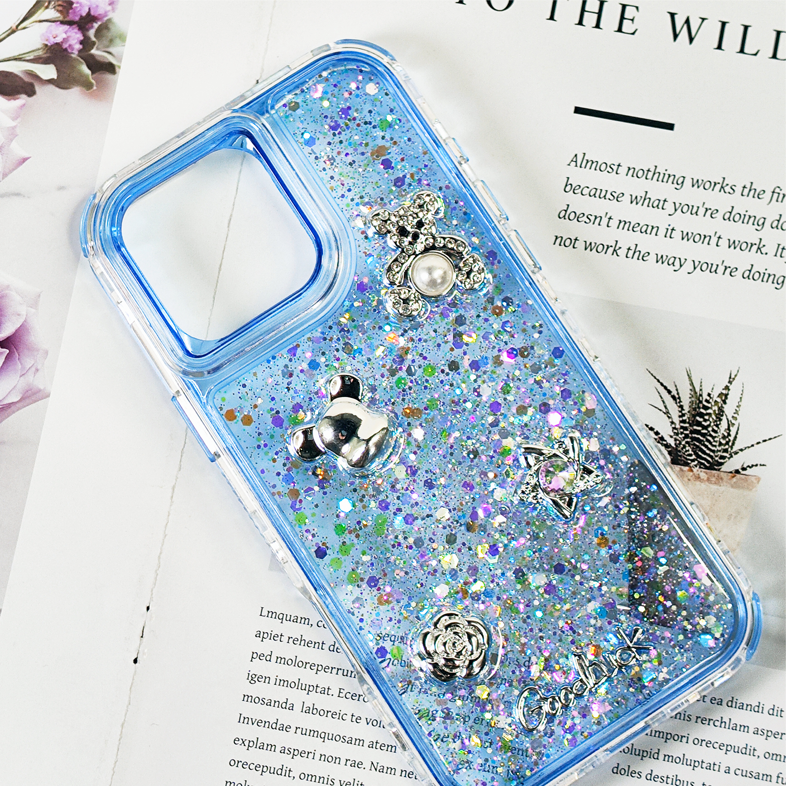 Dripping glue glitter  phone case for iPhone 16 15 14 13 12 11 cute bear mobile cover