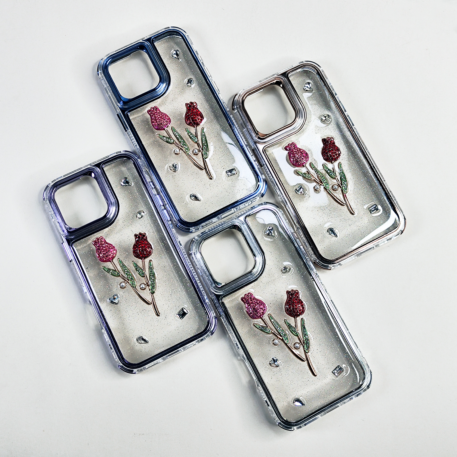 Shockproof clear flower phone case for iphone 16 15 14 13 12 11 fancy floral phone cover 