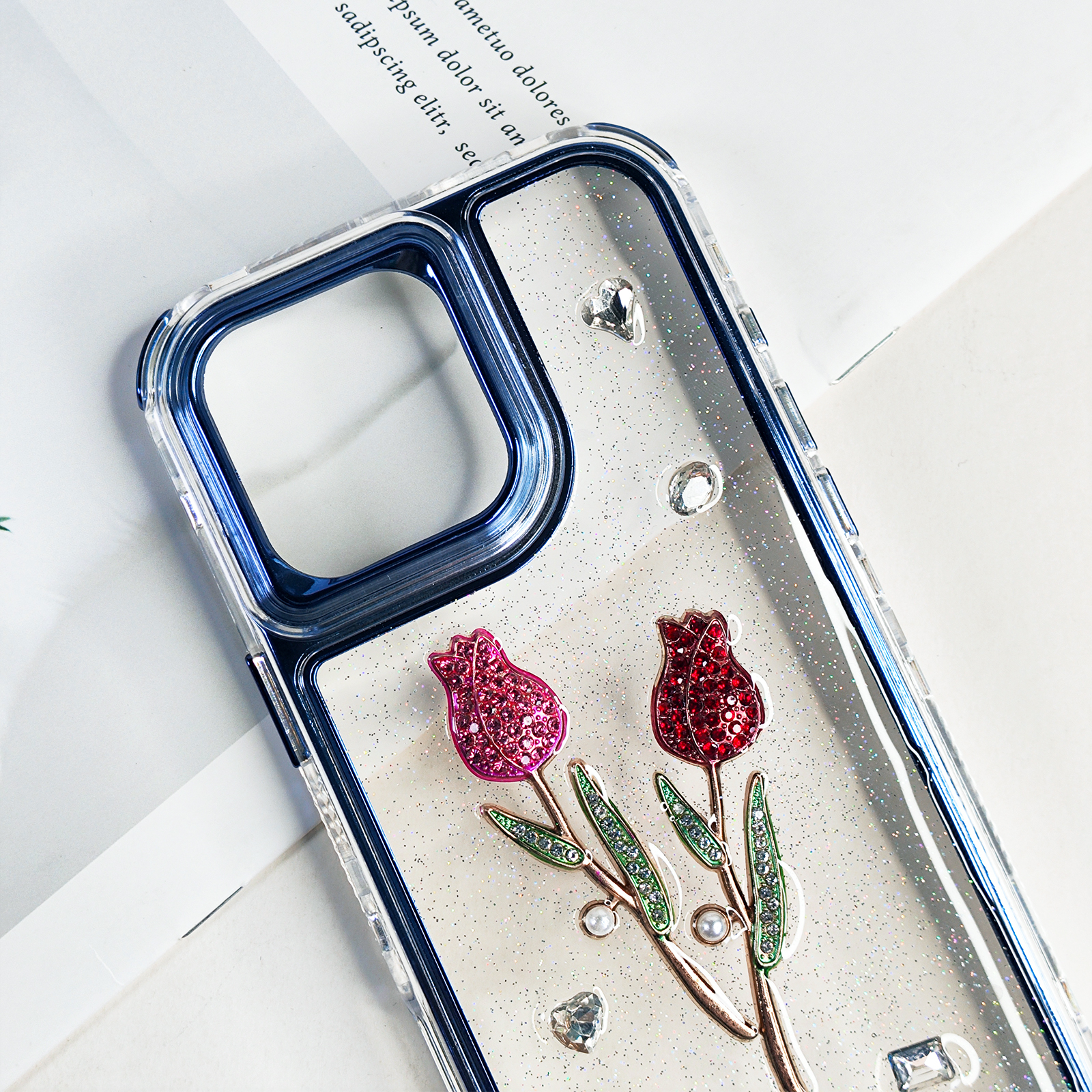 Shockproof clear flower phone case for iphone 16 15 14 13 12 11 fancy floral phone cover 