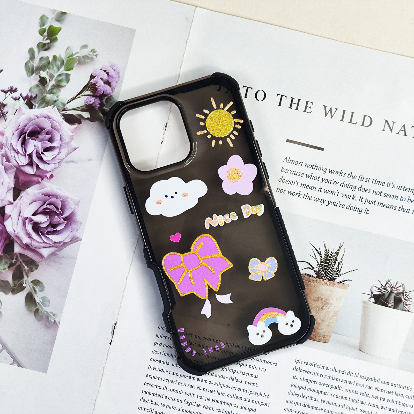 Black translucent phone cases for iphone 16 15 14 13 12 11 fashion cell phone cover