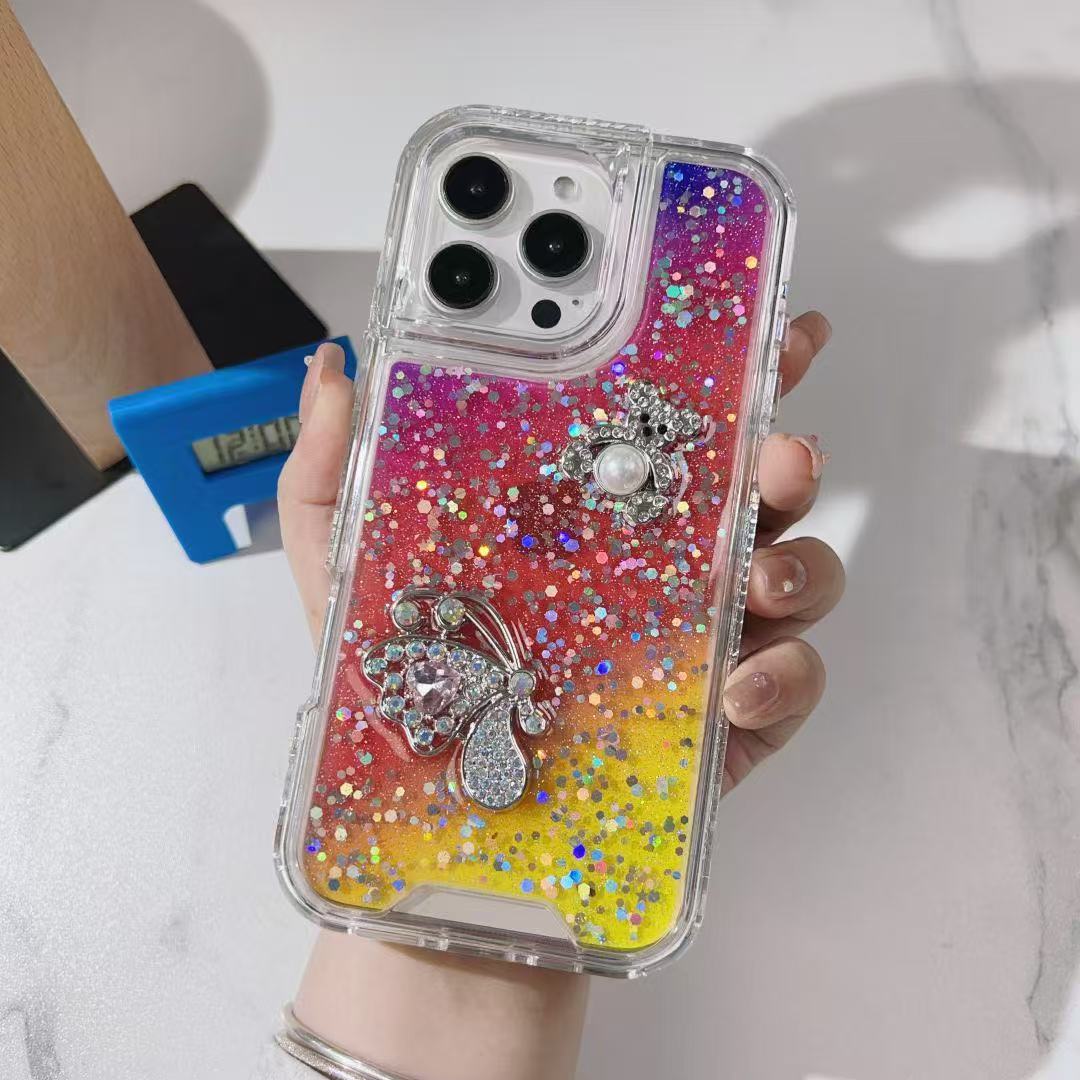 Sparkle Gradient Butterfly phone cases for iphone 16 15 14 13 12 bulk custom cell phone covers