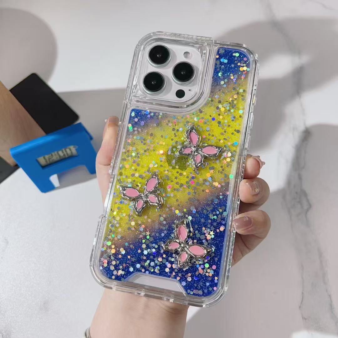 Sparkle Gradient Butterfly phone cases for iphone 16 15 14 13 12 bulk custom cell phone covers