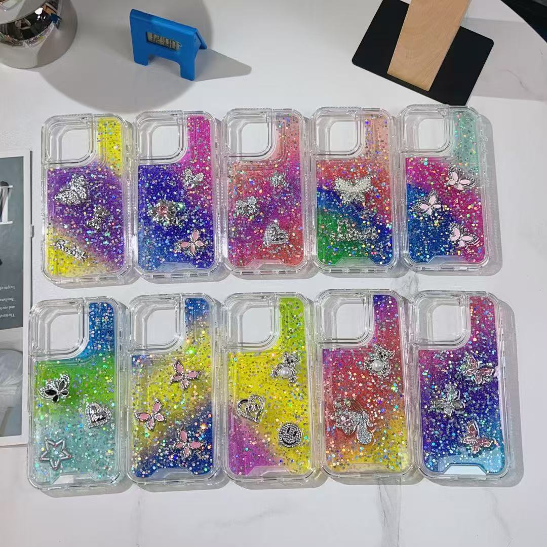 Sparkle Gradient Butterfly phone cases for iphone 16 15 14 13 12 bulk custom cell phone covers