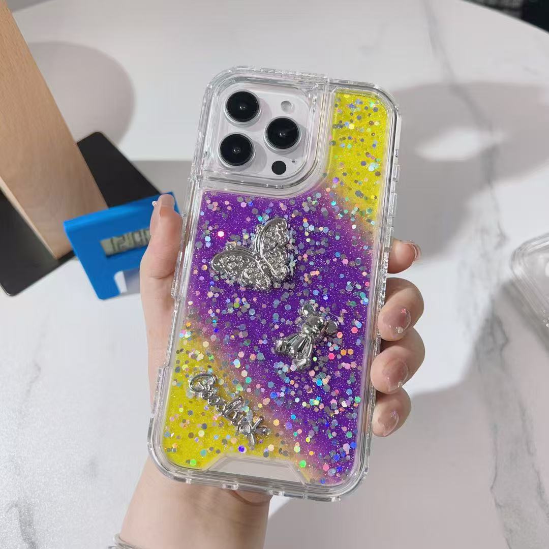 Sparkle Gradient Butterfly phone cases for iphone 16 15 14 13 12 bulk custom cell phone covers
