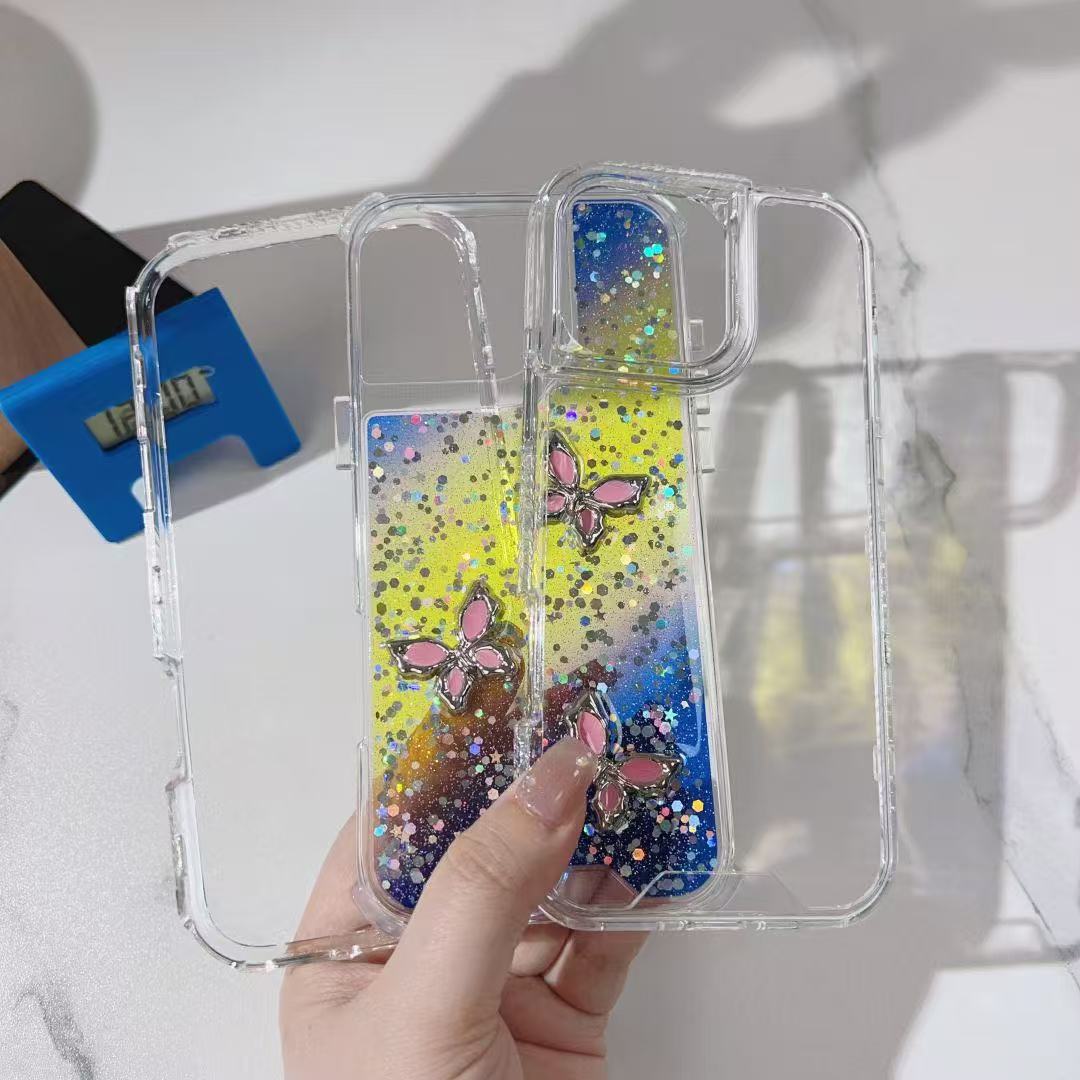 Sparkle Gradient Butterfly phone cases for iphone 16 15 14 13 12 bulk custom cell phone covers