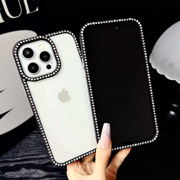 Luxury Diamond lens protective cell phone case for iphone 15 14 13 12 11 clear cover