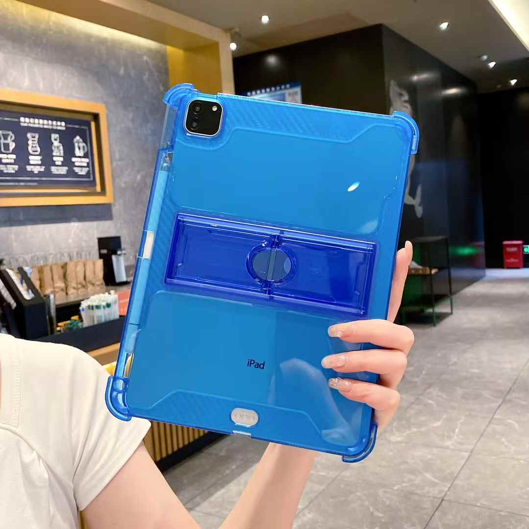 Wholesale shockproof translucent cases for iPad back cover with kickstand