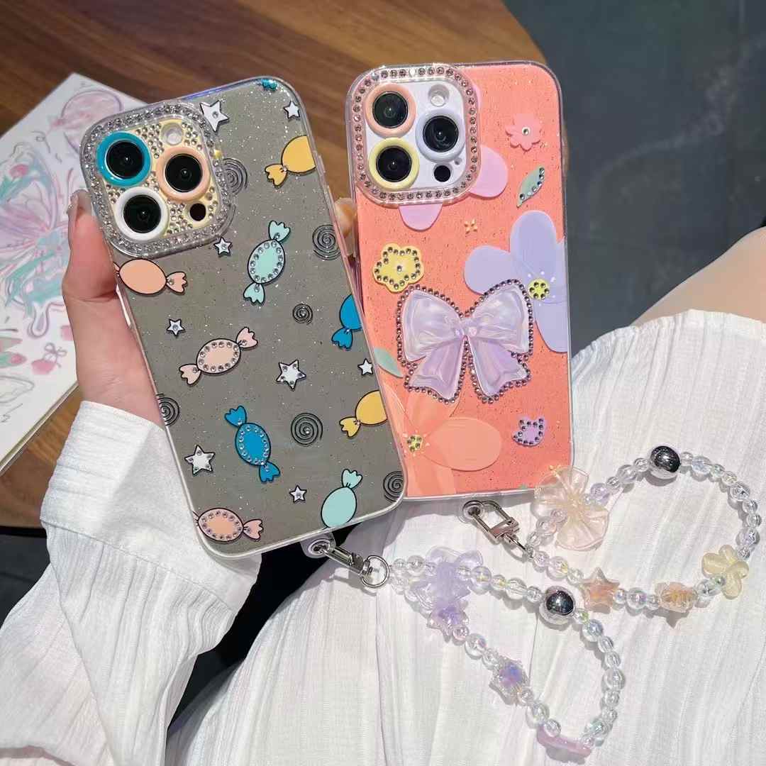 Butterfly lanyard phone cases for iphone 16 15 14 13 12 11 girly phone cover