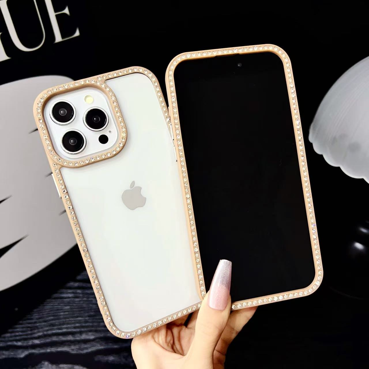 Luxury Diamond lens protective cell phone case for iphone 15 14 13 12 11 clear cover