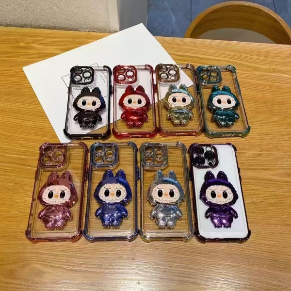 Cute cartoon kickstand phone cover for iphone 16 15 14 13 12 11 shockproof clear case