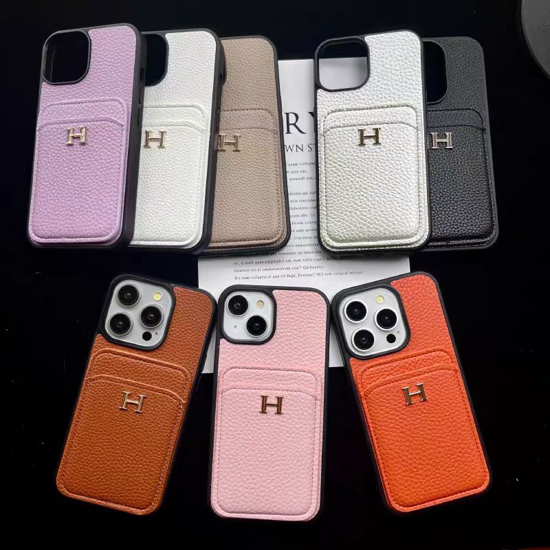 Premium protection luxury leather phone cases with card holder for iphone 15 14 13 12 11