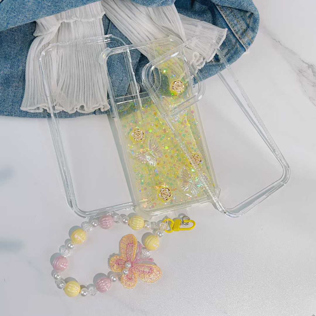 360 protective flower phone case for iphone 15 pro 14 plus 13 12 11 with bracelet 