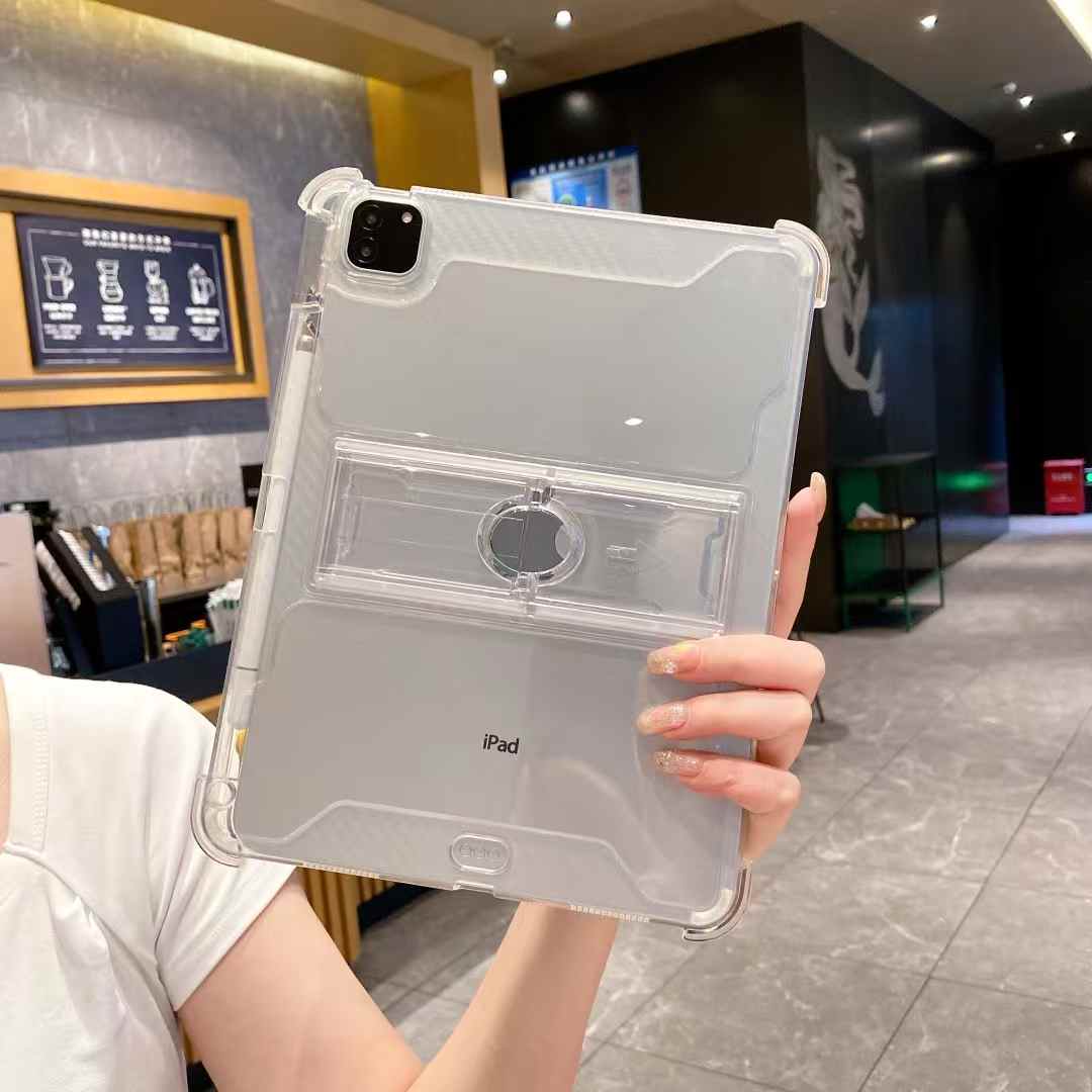 Wholesale shockproof translucent cases for iPad back cover with kickstand